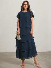 A-line Scoop Asymmetrical Chiffon Mother of the Bride Dress With Ruffle